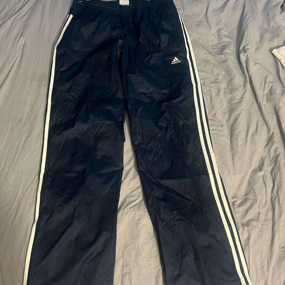 Adidas Navy Joggers with White Stripes